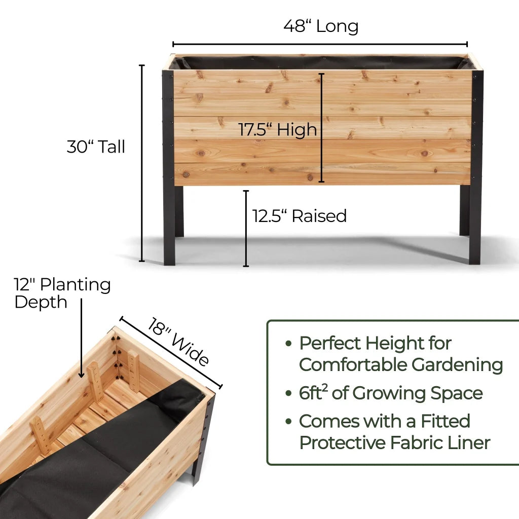 Real Cedar Raised Garden Bed (18" x 48")