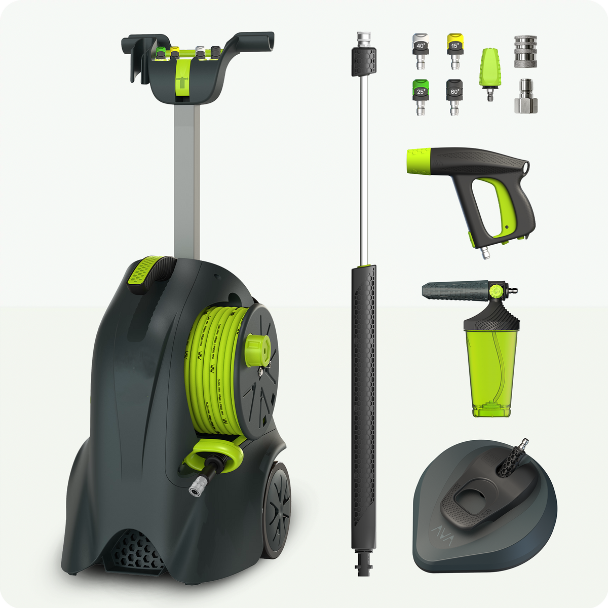 Heavy-Duty Electric Pressure Washer with Hose Reel and Surface Cleaner Kit