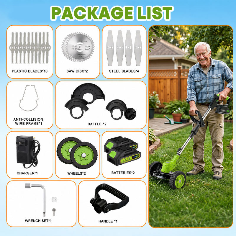 3-in-1 Cordless Electric Weed Wacker & Lawn Mower Pro