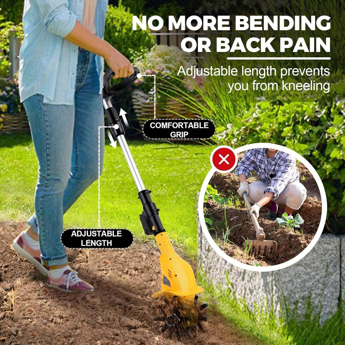 Cordless Electric Tiller and Garden Cultivator